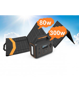 BRIDNA 300W (Пік 600Вт) + сонячна панель 80W портативний сонячний генератор електростанція, ДБЖ, із зарядкою від сонячної панелі.