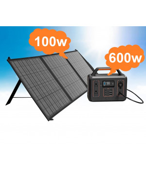 BRIDNA 600W (Пік 1200Вт) + сонячна панель 100W портативний сонячний генератор електростанція, ДБЖ, із зарядкою від сонячної панелі.
