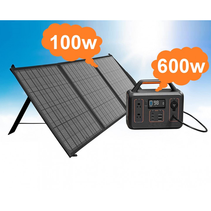 BRIDNA 600W (Пік 1200Вт) + сонячна панель 100W портативний сонячний генератор електростанція, ДБЖ, із зарядкою від сонячної панелі.