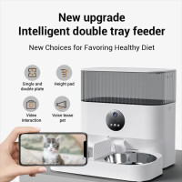 Годівниця з відеокамерою для котів та собак автоматична Pet Life DU7L-VH WiFi 7,0л. з двома тарілками Біла