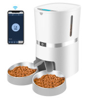 Годівниця для котів та собак автоматична Honeyguaridan S36D WiFi, 4л, 2 тарілки,  Біла