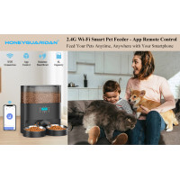 Годівниця для котів та собак автоматична Honeyguaridan S56D WiFi, 6л, 2 тарілки, Чорна