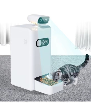 Автоматична годівниця AI - RoboCat XLY-M1 video для котів та собак зі штучним інтелектом 3.5 літра з камерою та лазером, Біла